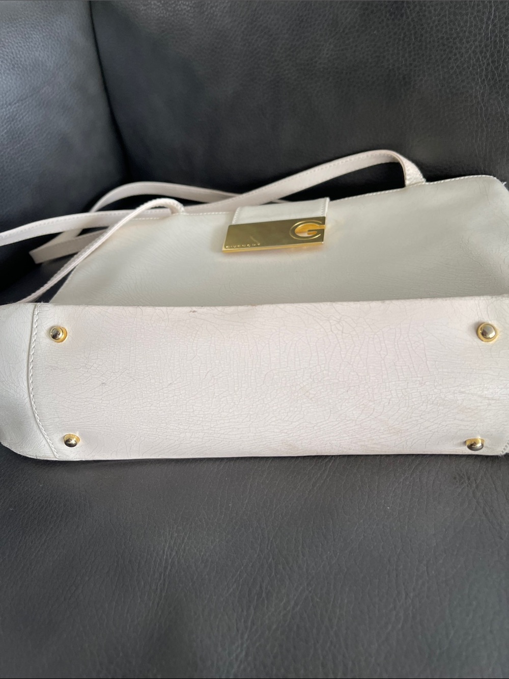 Givenchy Cream Leather Shoulder Bag with Gold Accent REHAB BAG-Project - Picture 3 of 6